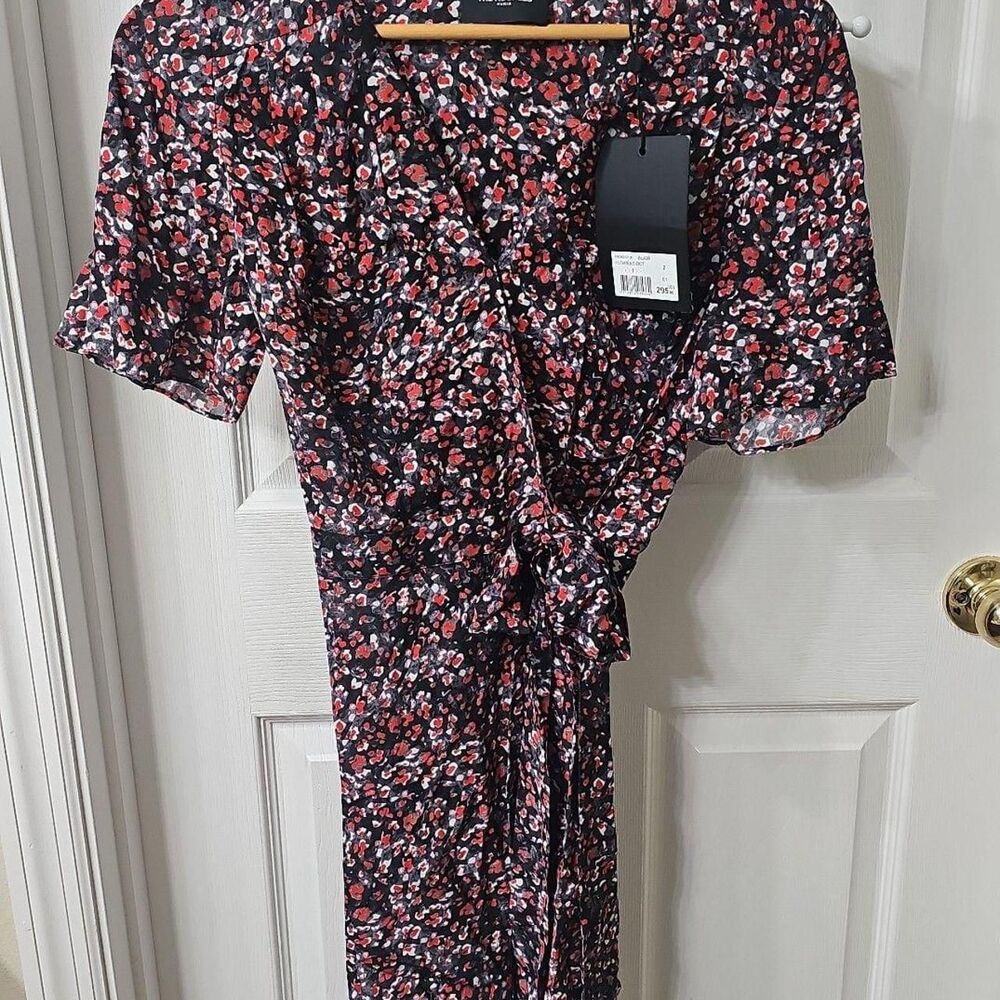 The Kooples Flowers Dot Short-Sleeved Wrap Dress